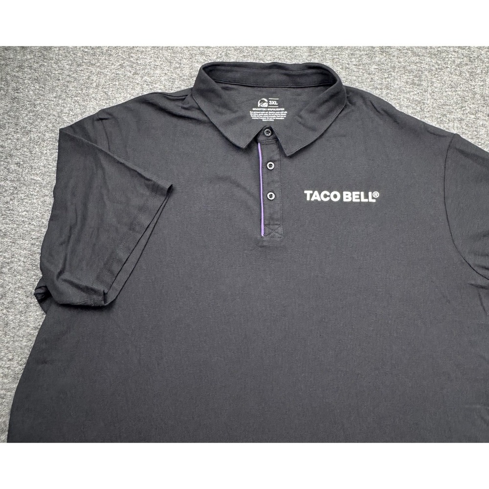 Taco Bell‎ Shirt Mens 3XL Black White Logo Employee Uniform Short Sleeve Polo